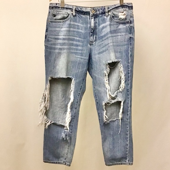 KanCan 15 (31) Ruby High Rise Jeans Distressed Boyfriend KC8571M Thigh Rub - Picture 6 of 13